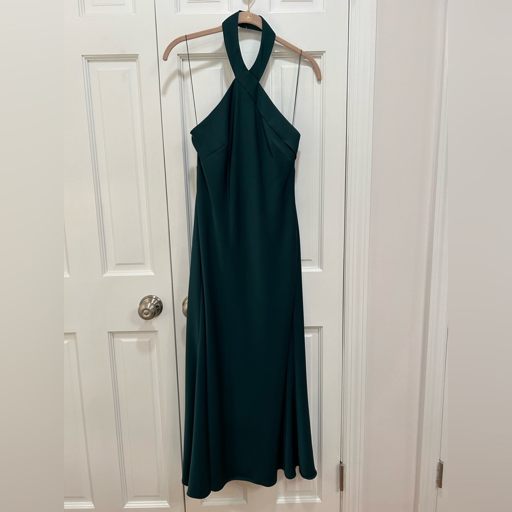 NWOT ✨Aidan Mattox Women's Green Sleeveless Halter-Neck Midi A-Line Dress Size 0 - Picture 2 of 8